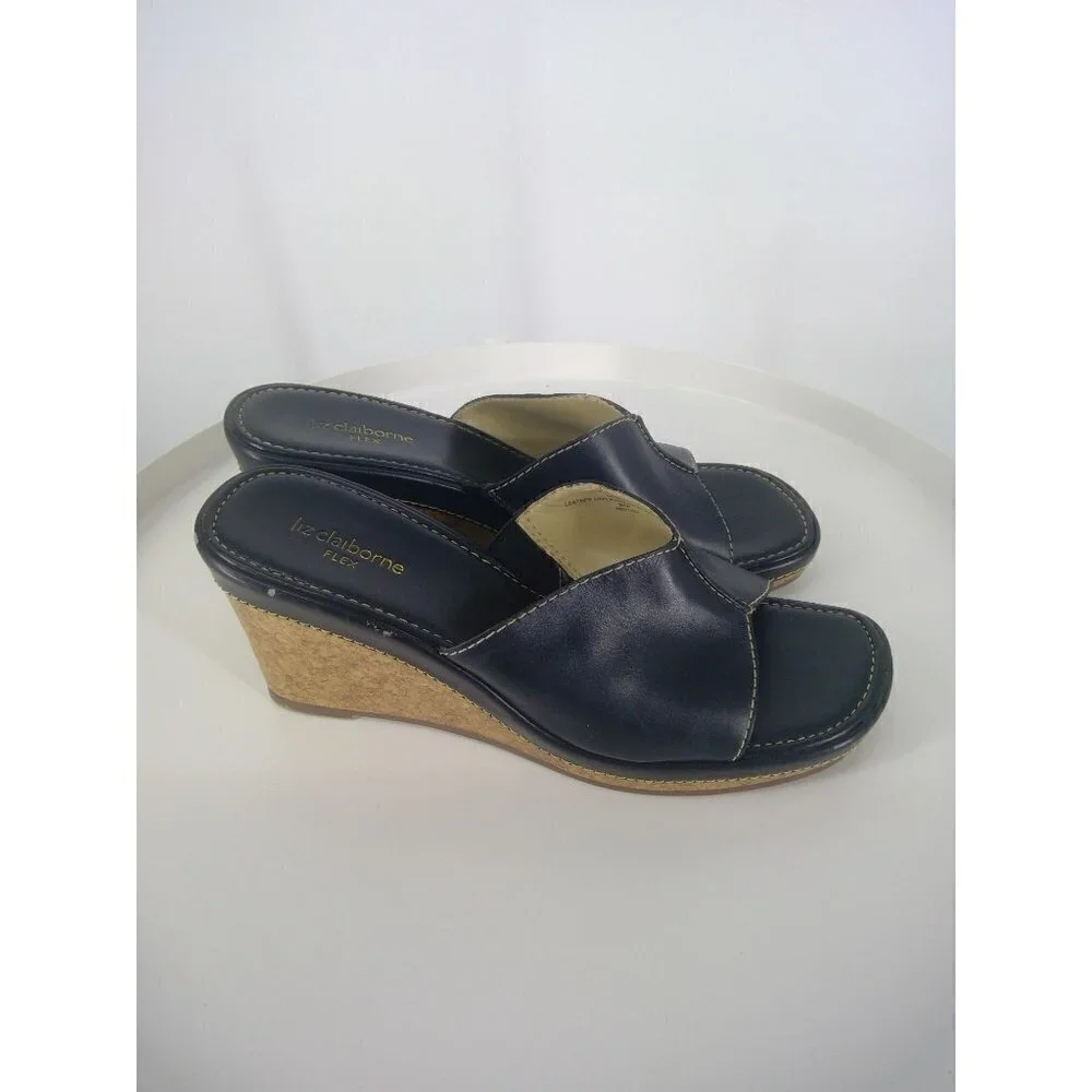 Liz‎ Claiborne Flex Leather Wedge Sandals
